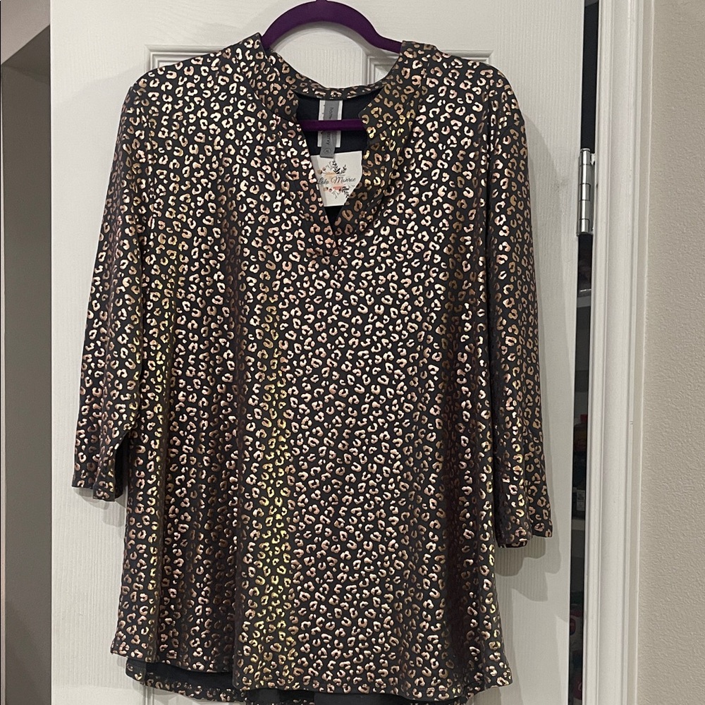 HEIMISH Leopard Blouse with Gold and Black